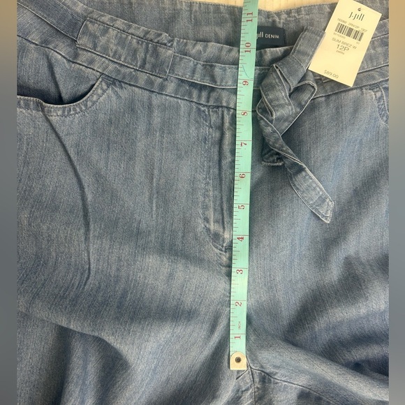 J. Jill Denim Women 12P Blue Summer Breeze Chambray Wide Leg Crop Belt Pants NWT - Picture 8 of 15
